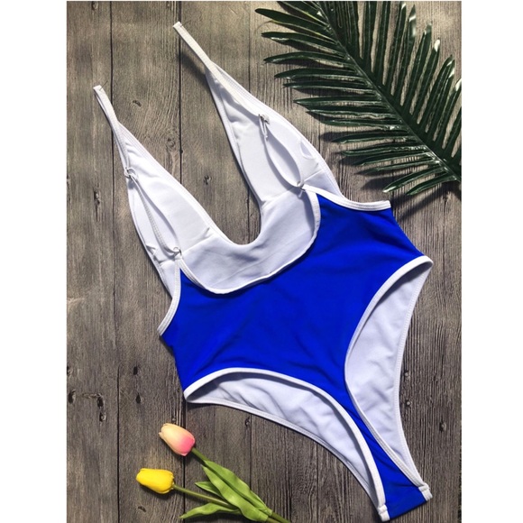 Blue Monokini Thong Swimsuit - Picture 4 of 5